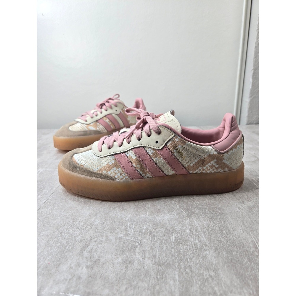 Adidas Samba Sneaker 8 Pink Cream Snakeskin Platform Gum Shoes Sporty Athleisure